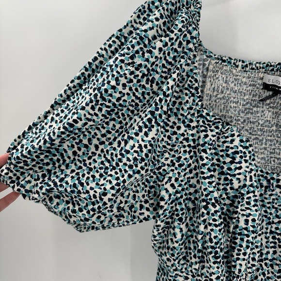 ELOQUII Elements Paint Speckle Puff Sleeves Smocked Top Women's Plus Size 26 - Picture 5 of 12